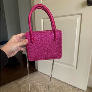 Zara Glittery Pink Handbag with Chain Strap